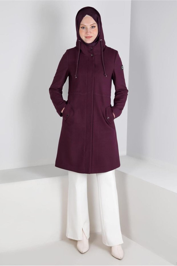 POCKET DETAILED HOODED ZIPPERED COAT 90378