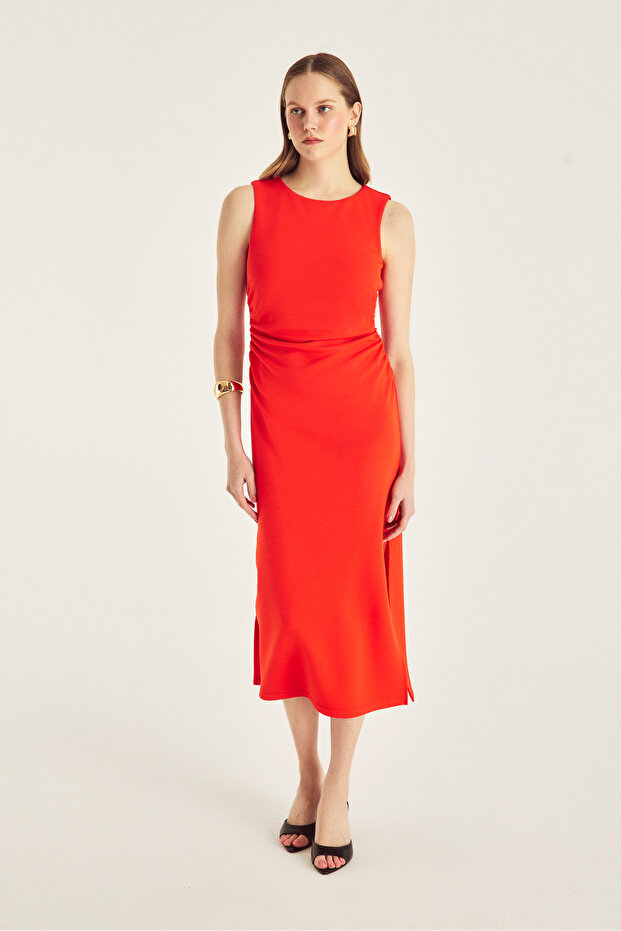 Büzgü Detaylı Örme Elbise - 2