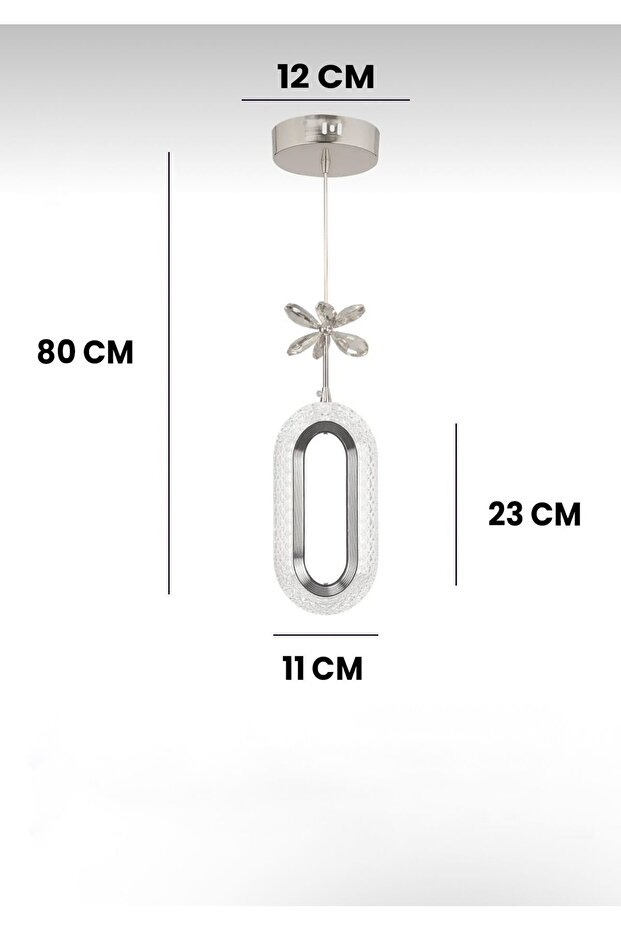 Eclipse Tekli Gümüş Ledli Kristal Taşlı Led Avize 3 Renk Modu Oturma Odası Yatak Odası Led Avize - 2