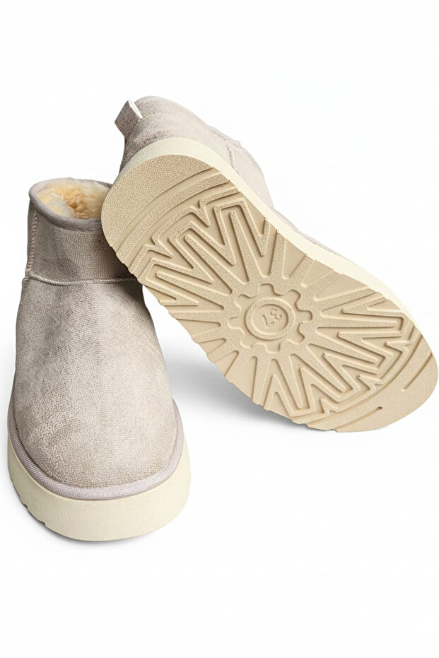 Kadın Mini Süet İçi Kürklü Yumuşak Yarım Bot Kalın Taban Süet Kalın Taban Kadın Bot - 5