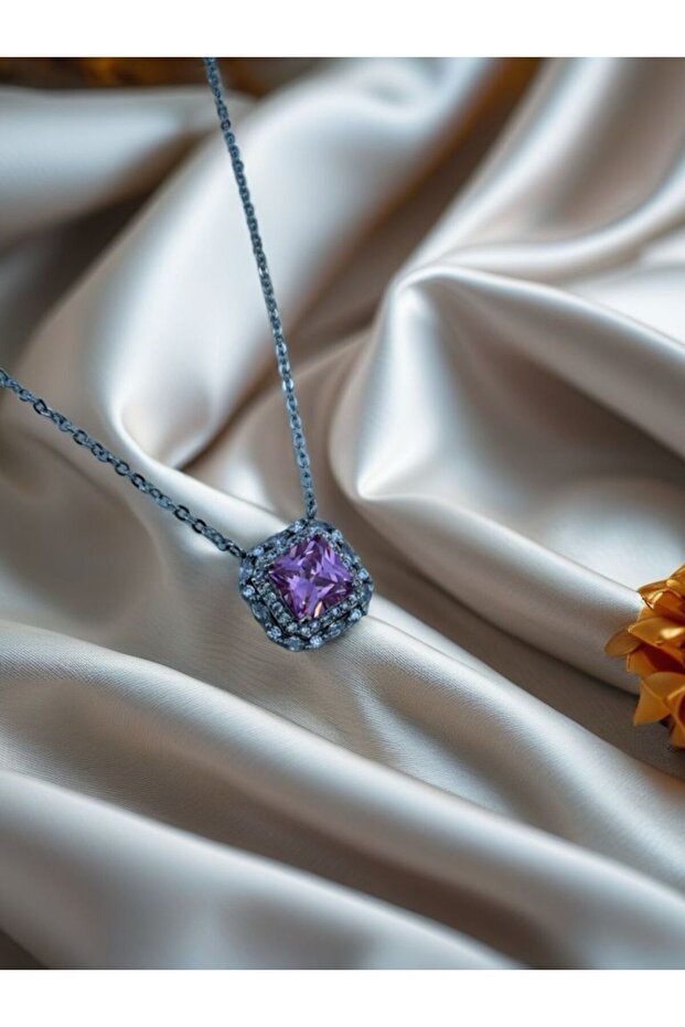 Pembe mini taş kolye - 2