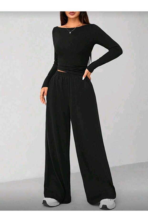 Black Women's Baggy Oversized Plus Size Sportswear Loose Fit Stretchy Comfortable Fabric Sweatpants
