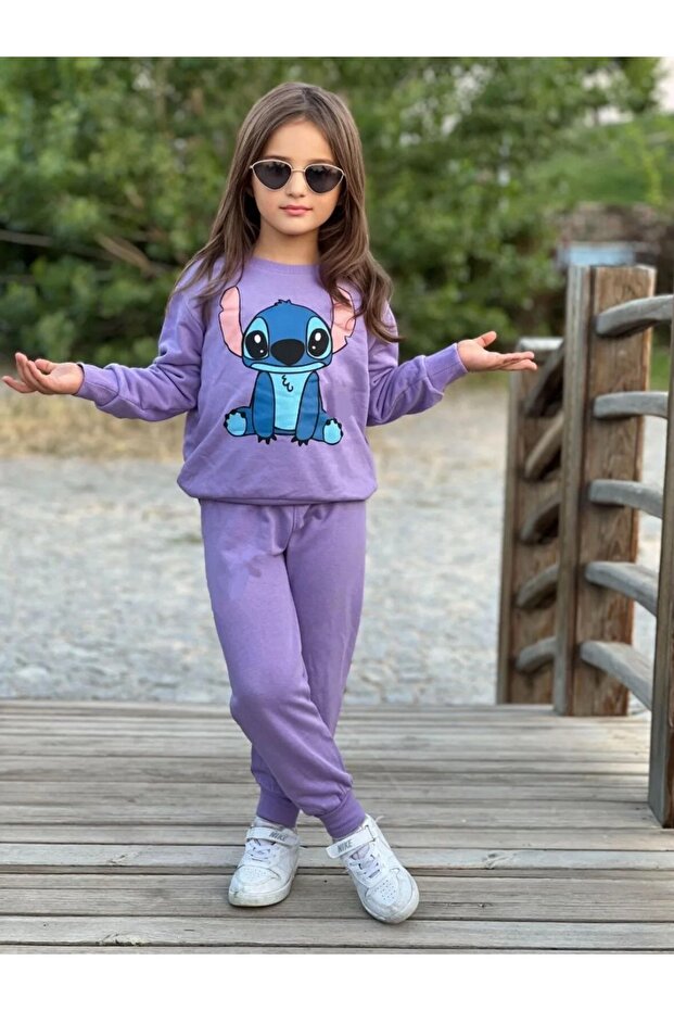 Kışlık İplik Kız Çocuk Alt Üst Eşofman Takımı - 1