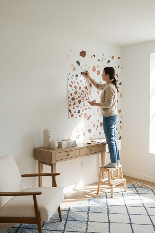 مجموعة ملصقات حائط حديثة بأشكال هندسية ذات ألوان ثابتة - 2