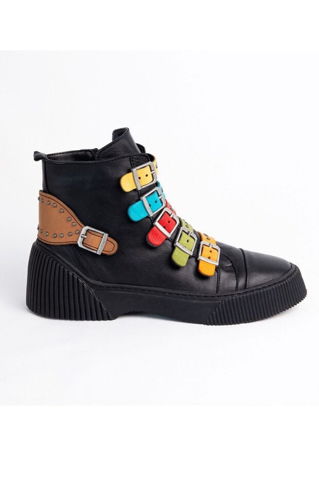 Black-Colored Genuine Leather Boots- Model Name Hepburn