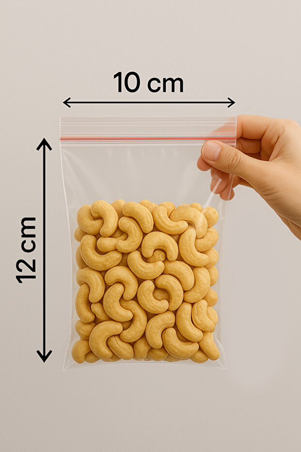 10x12cm 100'lü Buzdolabı Kilitli Torba Poşet Dondurucu İkramlık Çerez Davet Kına Hediyelik Poşeti - 2