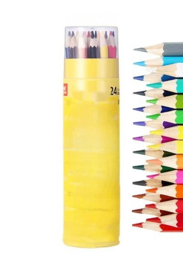 24-Color Pencil Set Colored Pencils in Tube Case for Drawing & Coloring