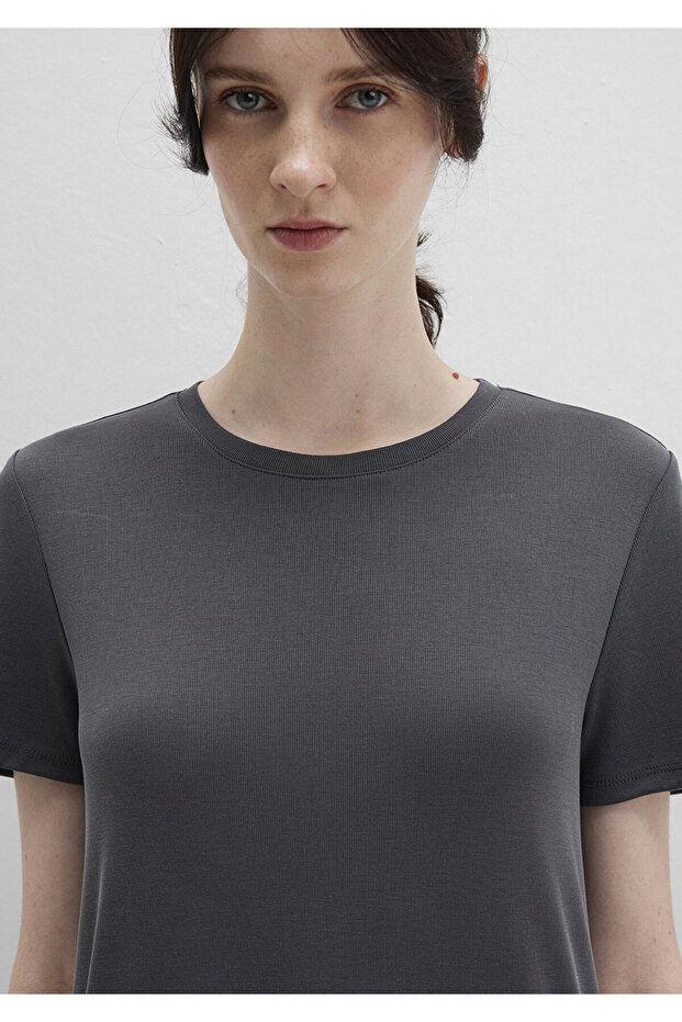 Tencel TM Modal Antrasit Midi Elbise 1310777-70095 - 6
