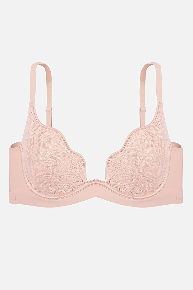 Oyster Lace Printed Bra-Unpadded Non-Padded Underwire-2822-Powder