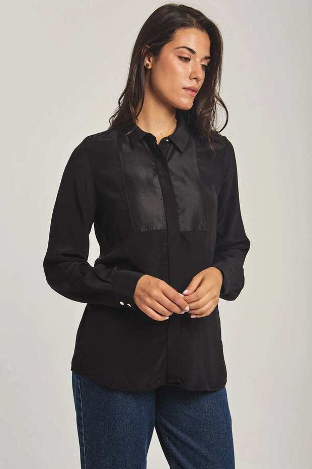 Solid Shirt-Style Top - 4