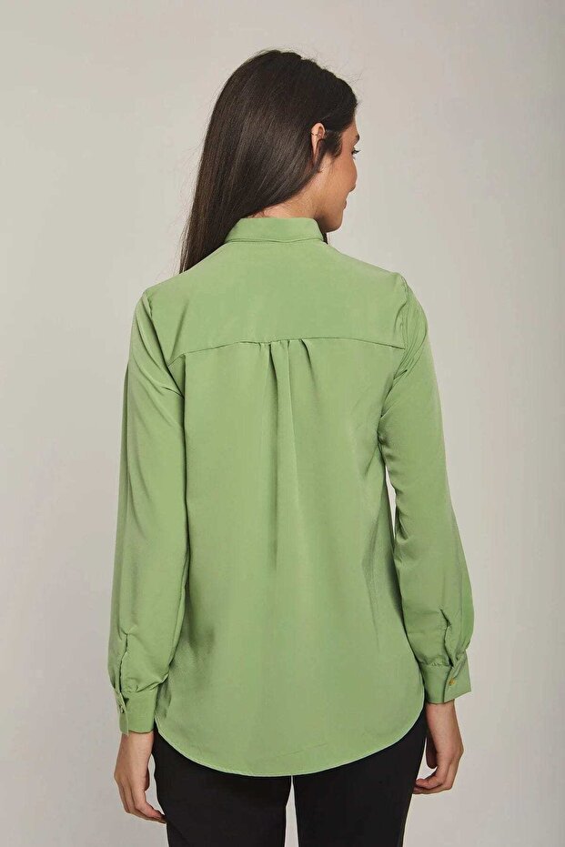 بلوزة صلبة برباط أمامي - 2