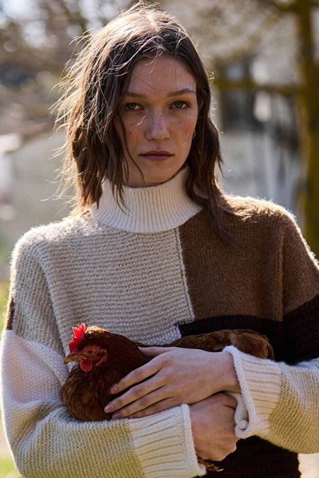 KAHVERENGİ PATCHWORK KAZAK - 2