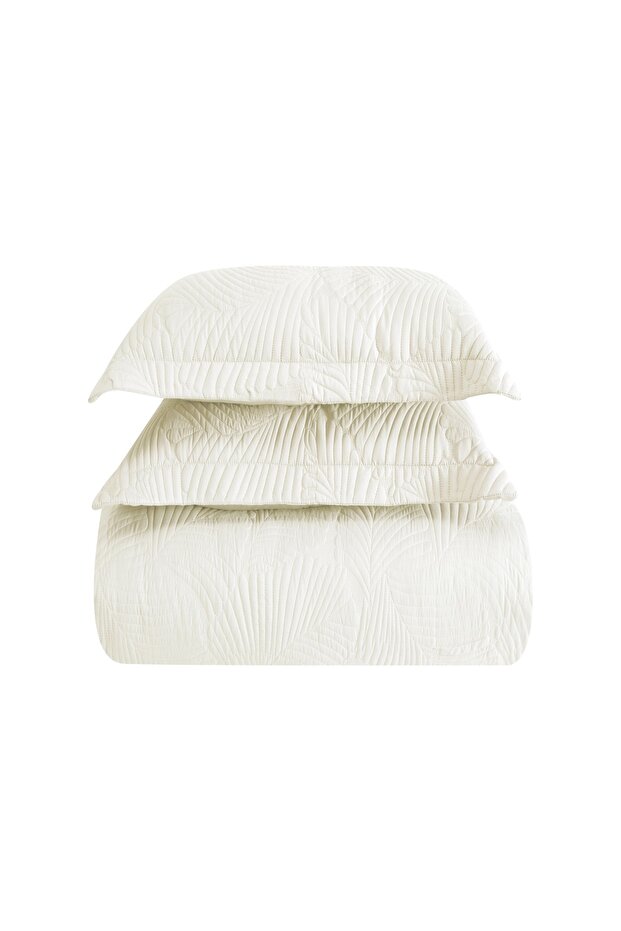 Leaf Çift Kişilik Yatak Örtüsü Seti Ekru - 3