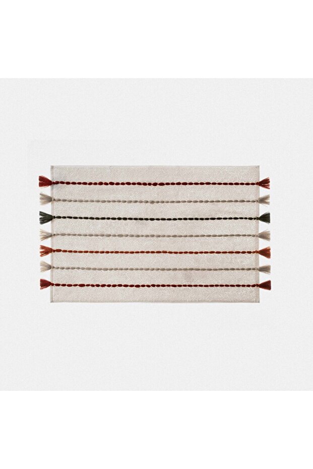 سجادة حمام قطر 100% قطن مطرزة يدوياً كريمي 50x80 سم