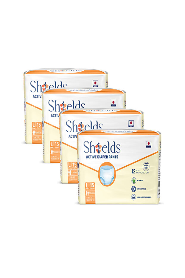 Active Adult Diapers Pull-Up Pants, Super Absorbent Leak Guard, Large - Pack of 4 (60 pcs)