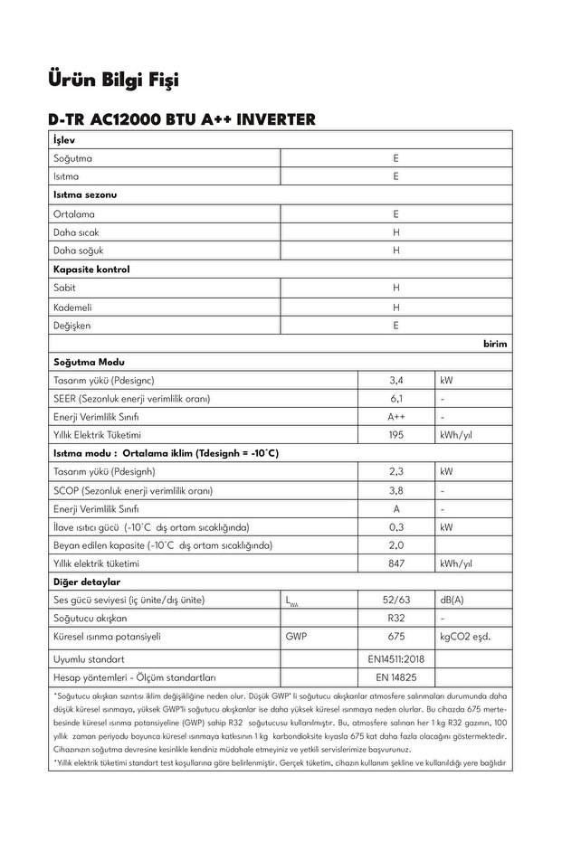 DAE D-TR AC12000 BTU A++ Inverter Klima - 4