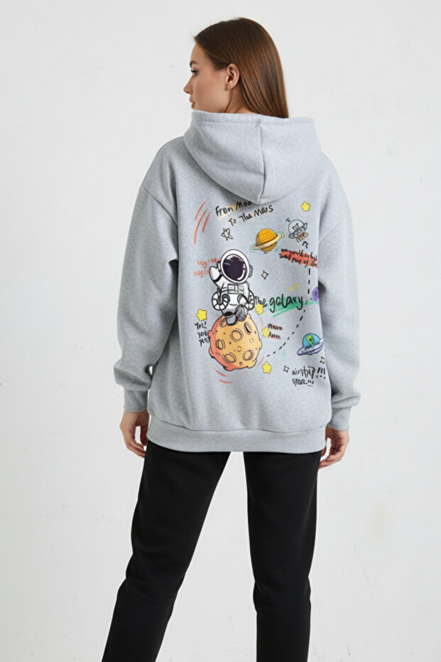 Galaxy Printed Hooded Oversize Unisex Sweatshirt