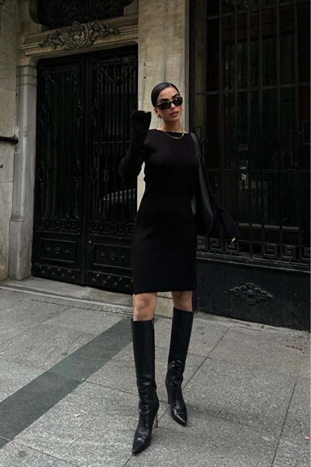 Brigita Sırt Dekolteli Triko Elbise 2532-01 R2-C-K4 - 7