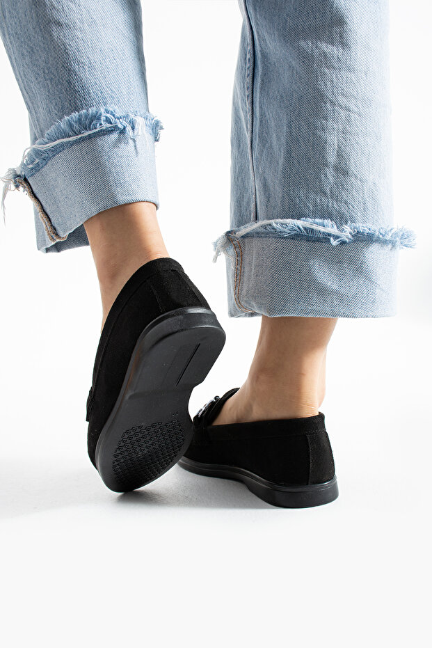 Siyah Süet Loafer Ayakkabı - 8