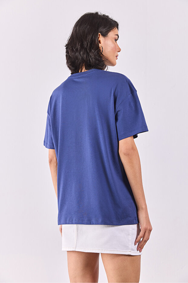 Marin Baskılı Tişört - NAVY - 2