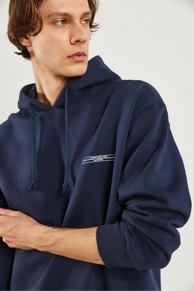 Mindset Baskılı Sweatshirt-Lacivert - 7