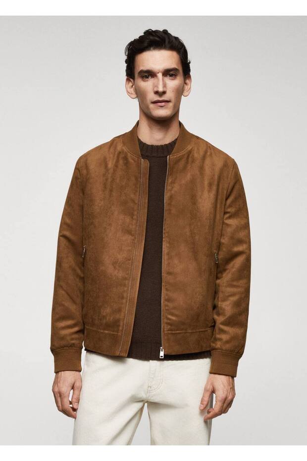 Süet görünümlü bomber ceket - 1