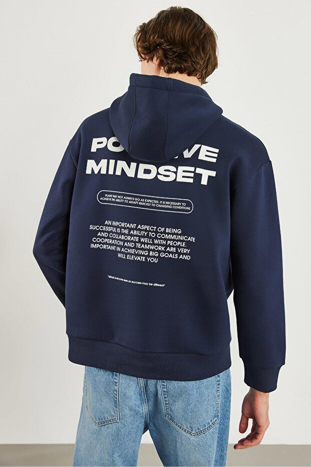 Mindset Baskılı Sweatshirt-Lacivert - 8