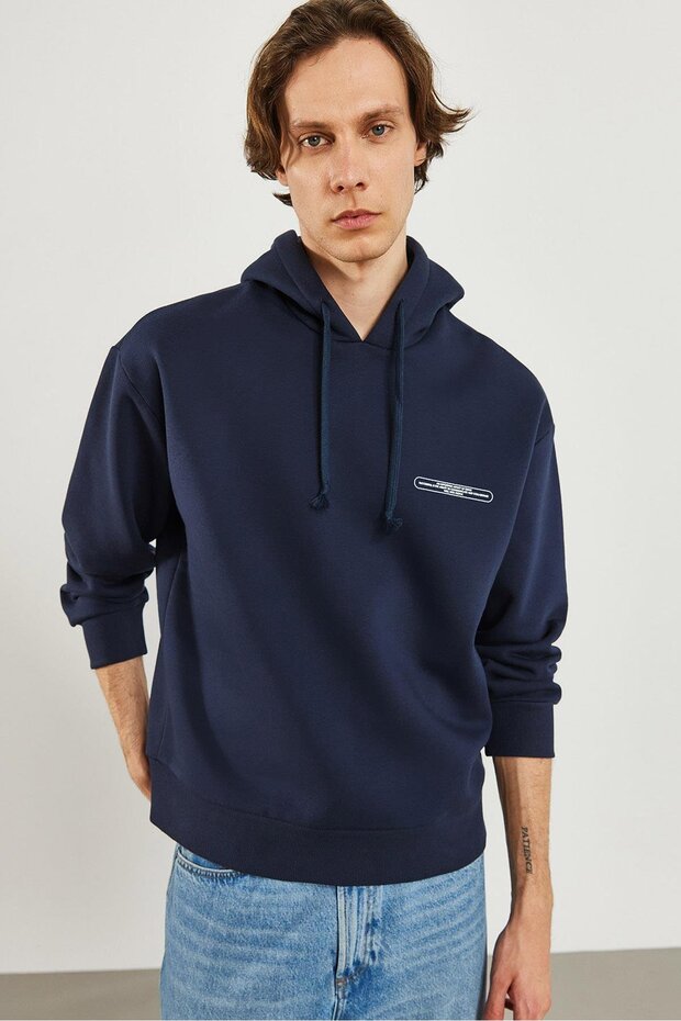 Mindset Baskılı Sweatshirt-Lacivert - 1