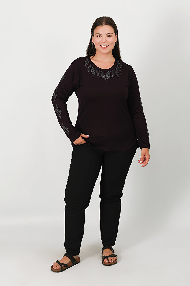 Taş Baskı Penye Bluz - 2