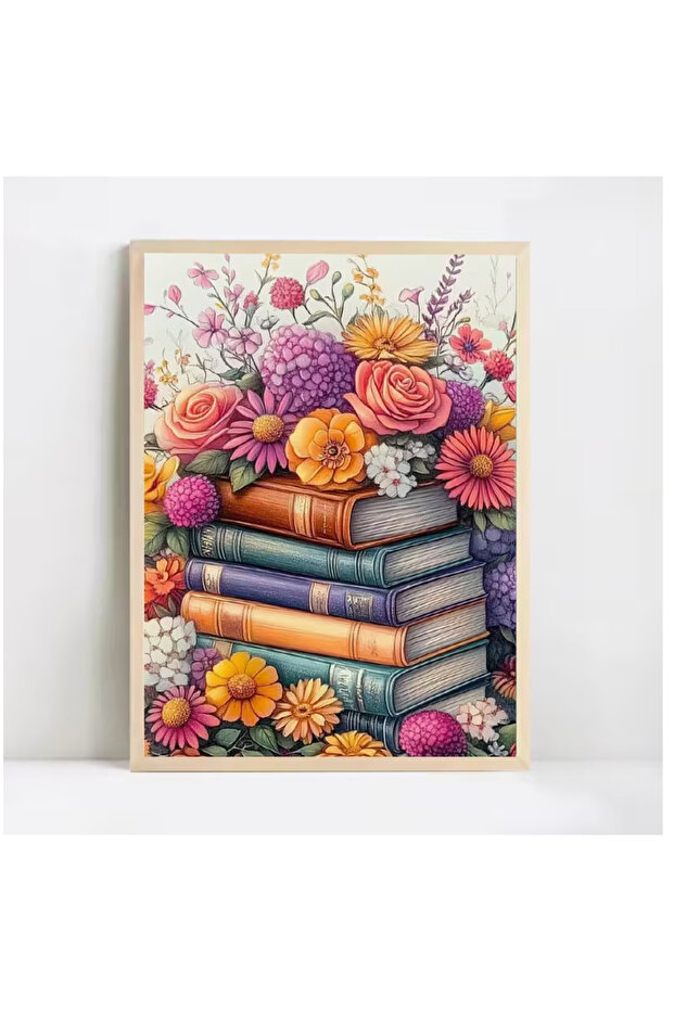 KİTAPLAR VE ÇİÇEKLER 5D ELMAS MOZAİK PUZZLE BOYAMA SETİ 30*40cm - 1