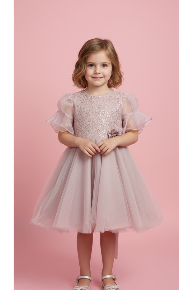 Pink Flounce Puffy Girl's Tulle Special Occasion / Birthday Dress