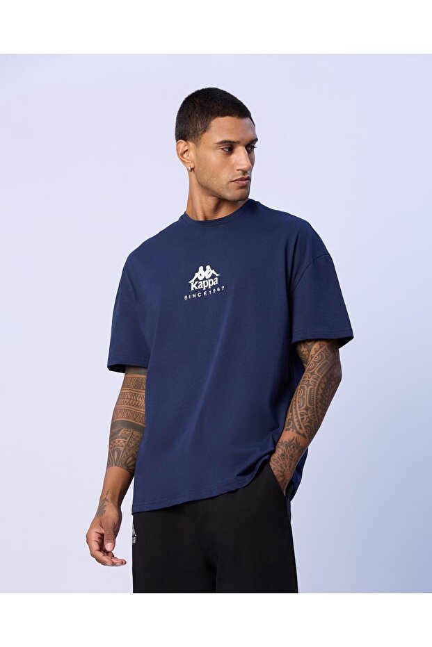 Chibaf Tee Erkek Lacivert Oversize Fit Tişört - 2