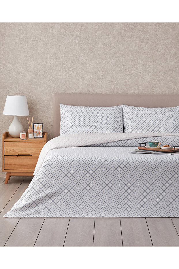 Diamond Bloom Easy-Iron Single Duvet Cover Set 160X220 cm Blue - Pink
