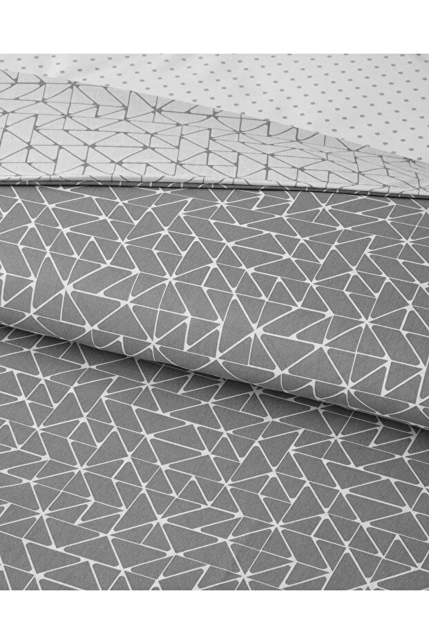 Trio Shape Kolay Ütülenir Çift Kişilik Nevresim Takımı 200x220 cm Gri - 4