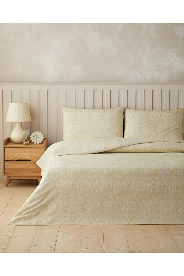 Bohemian Kolay Ütülenir Çift Kişilik Nevresim Takımı 200x220 cm Hardal - 1