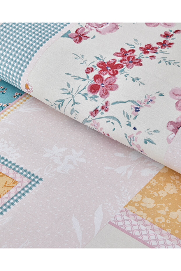 Patch Bouquet Çift Taraflı Pamuklu Çift Kişilik Nevresim Seti 200x220 cm Yeşil-Sarı - 3