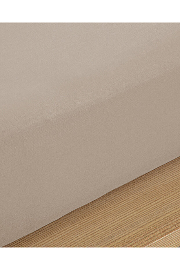 Plain Cotton Single Plus Fitted Sheet Coffee Foam - 2