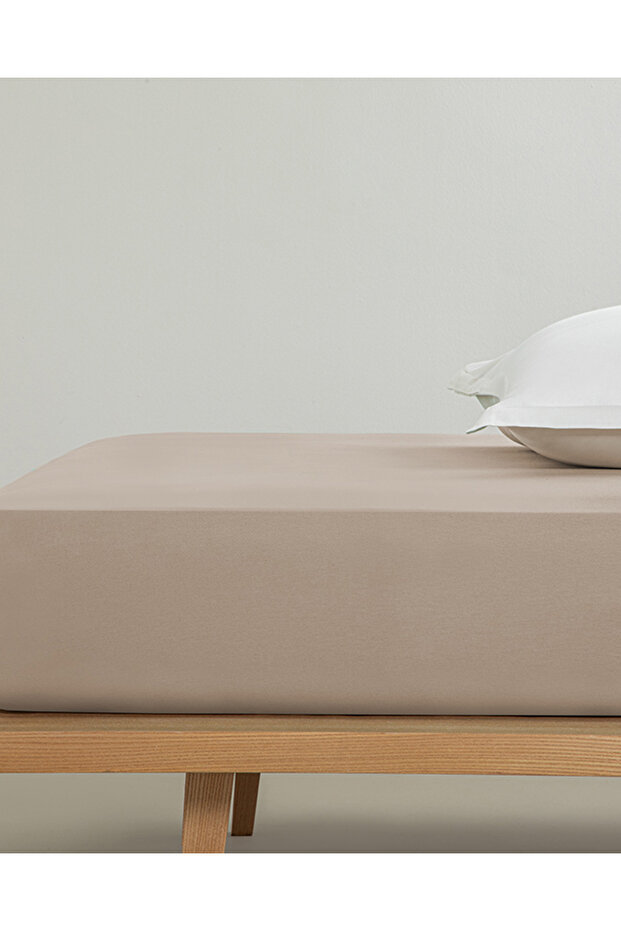 Plain Cotton Single Plus Fitted Sheet Coffee Foam - 1