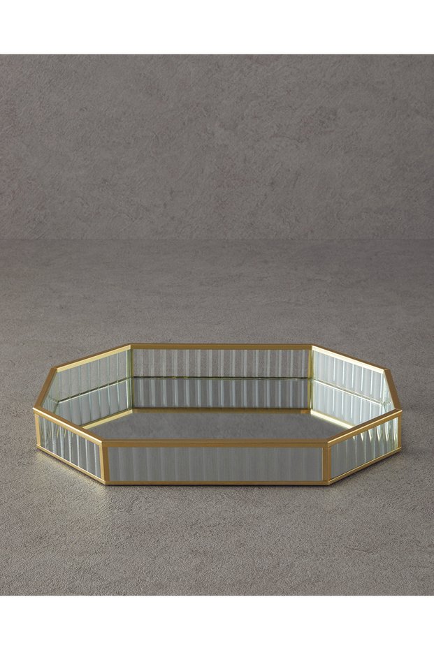 Gold Colored Luxury Glass Decorative Tray