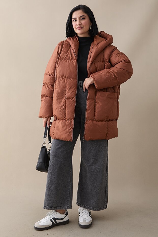 Mona Salaş Şişme Mont - Taba - 5