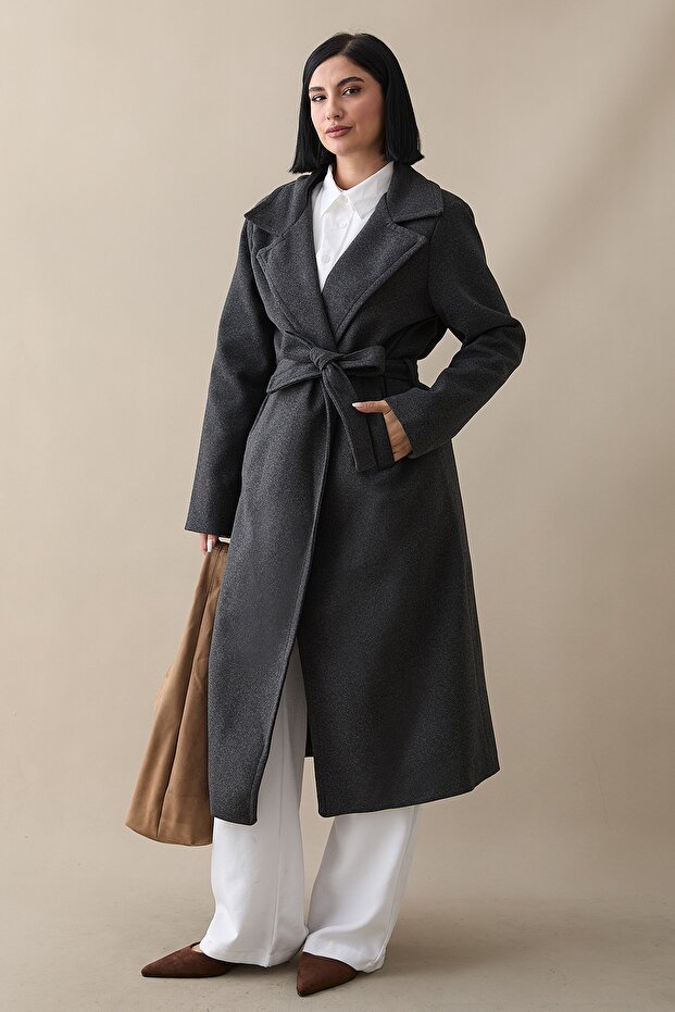 Henry Double Breasted Collar Stash Coat - Anthracite