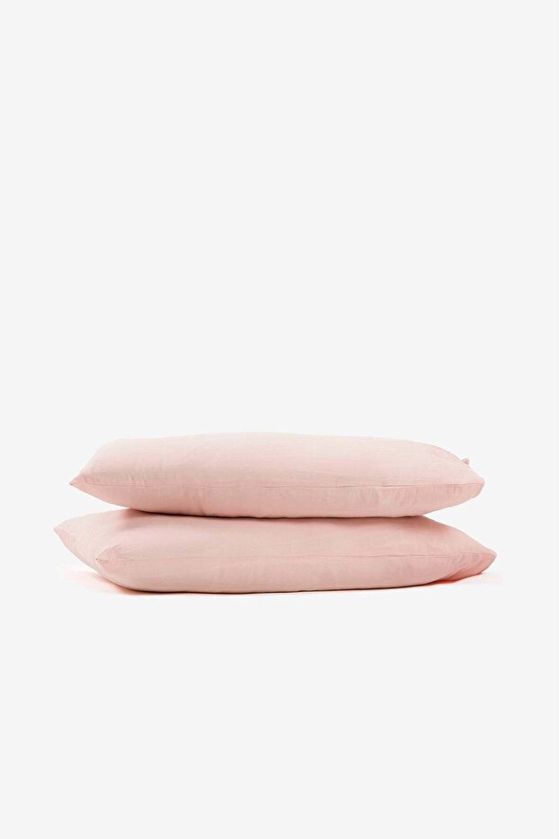 Washed Linen Pillowcase Set of 2 Pink 50X70 cm