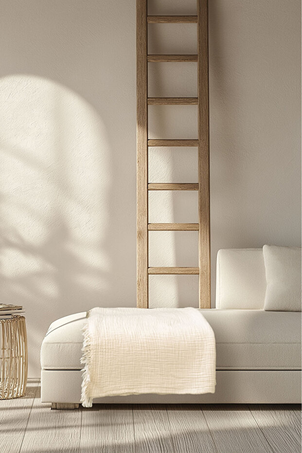 Cocoon 4 Layer Muslin Sofa Throw, Blanket Cream