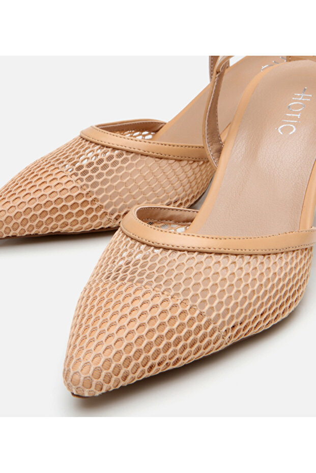 Bej Kadın Fileli Stiletto - 4