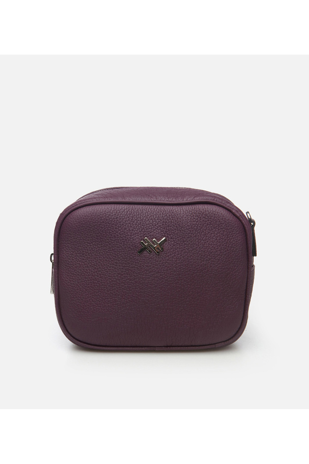 Kadın Deri Mor Mini (Çapraz) Çanta - 1