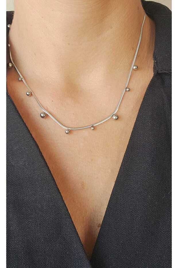 Stainless Steel Ball Necklace-Silver