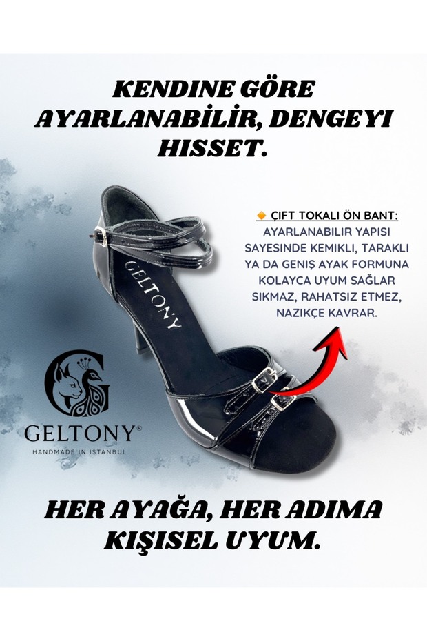 𝐋𝐀𝐕𝐄𝐍𝐎𝐑𝐀 | 𝐆𝐄𝐋𝐓𝐎𝐍𝐘® El Yapımı Çift Tokalı Topuklu Ayakkabı (Tango Düğün Gece Davet) - 3