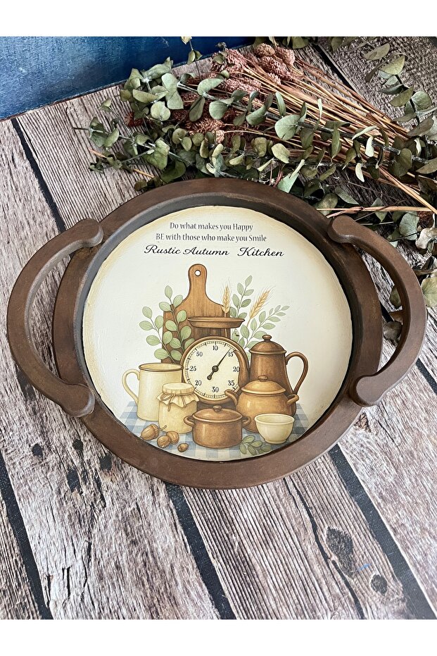 Rustic Patterned Wooden Tray - 2