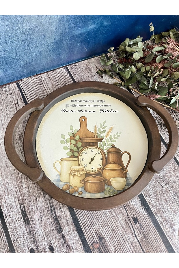 Rustic Patterned Wooden Tray - 1