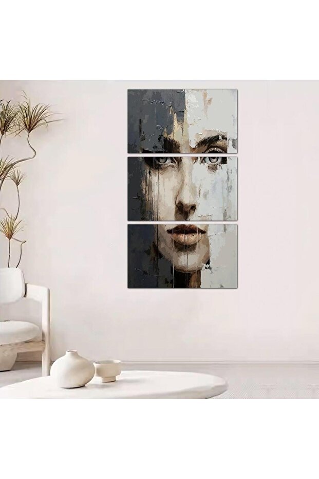 لوحه جداريه مودرن رسمة إمرأه - 24066 - مقسمه ثلاثة قطع